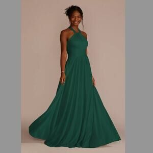 David's Bridal Celebrate DB Studio High-Neck Mesh Dress Juniper Green size 2 NWT